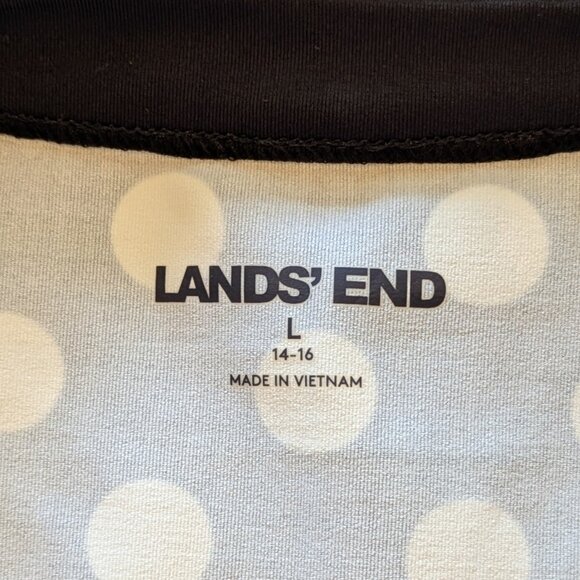 Lands' End Quick Dry Swim Cover-up Dress Black with White Polka Dots L Large - Picture 8 of 13